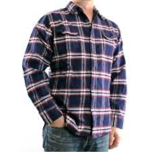 JACHS Button Down Long Sleeve Plaid Flannel Heavyweight Shirt - Picture 1 of 9